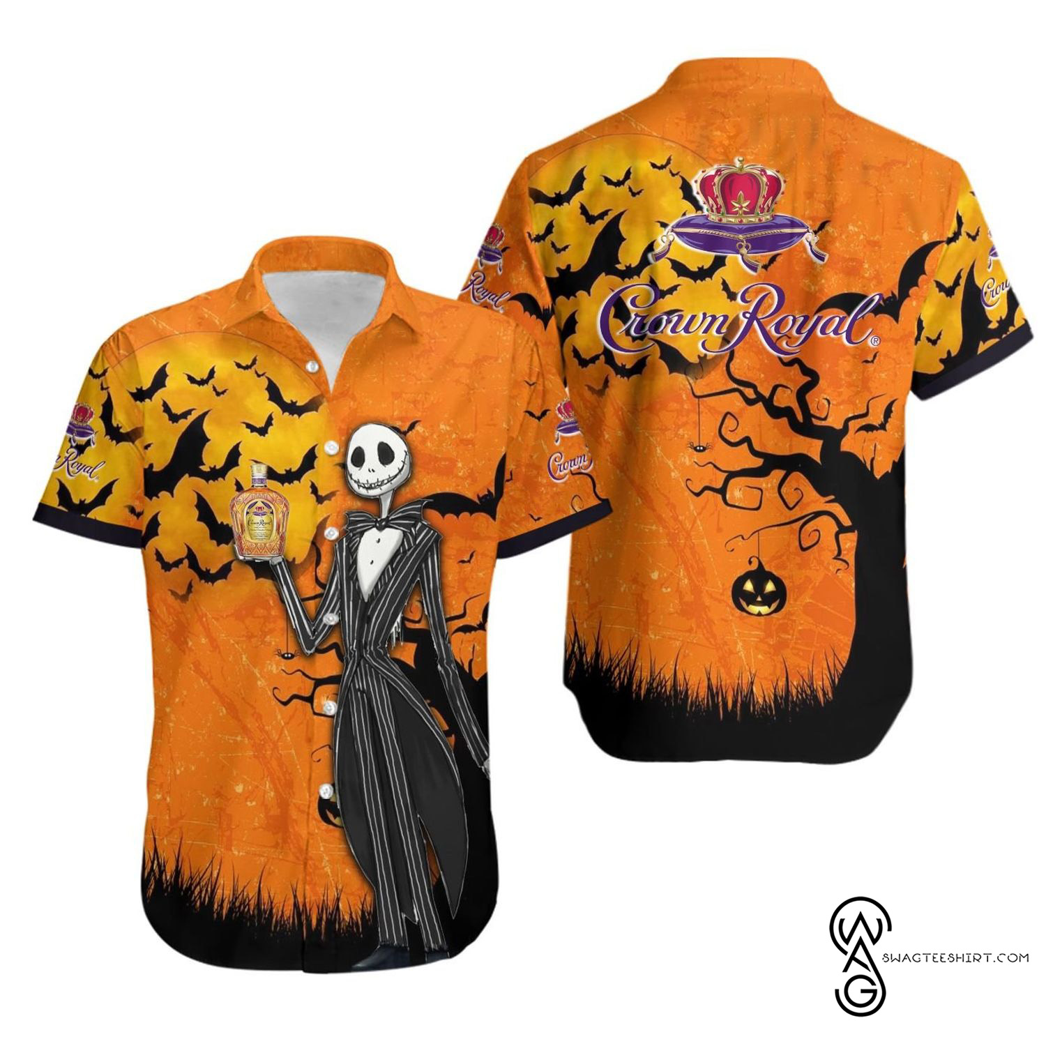 [Top Trending] Jack Daniels Wine Jack Skellington Halloween Casual Beach Full Printing Hawaiian Shirt